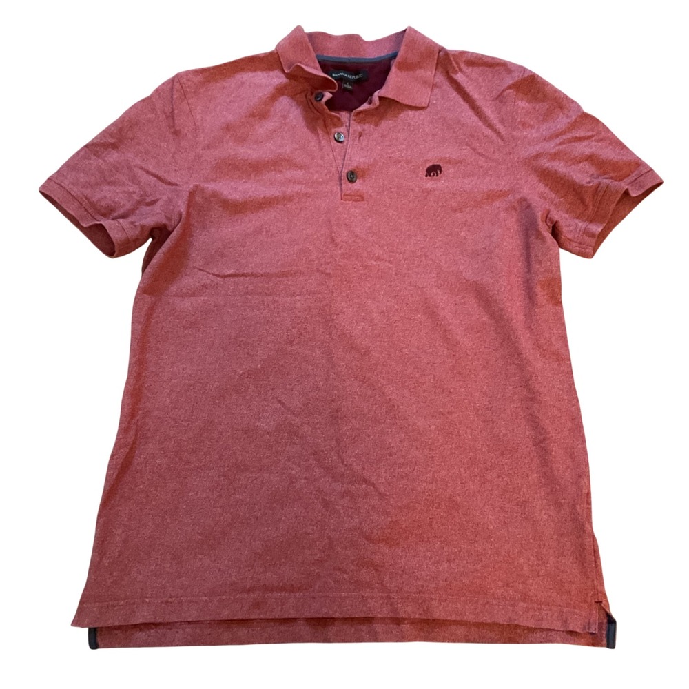 Banana Republic Mens Short Sleeve Polo Shirt Heather Red Elephant Logo Large
